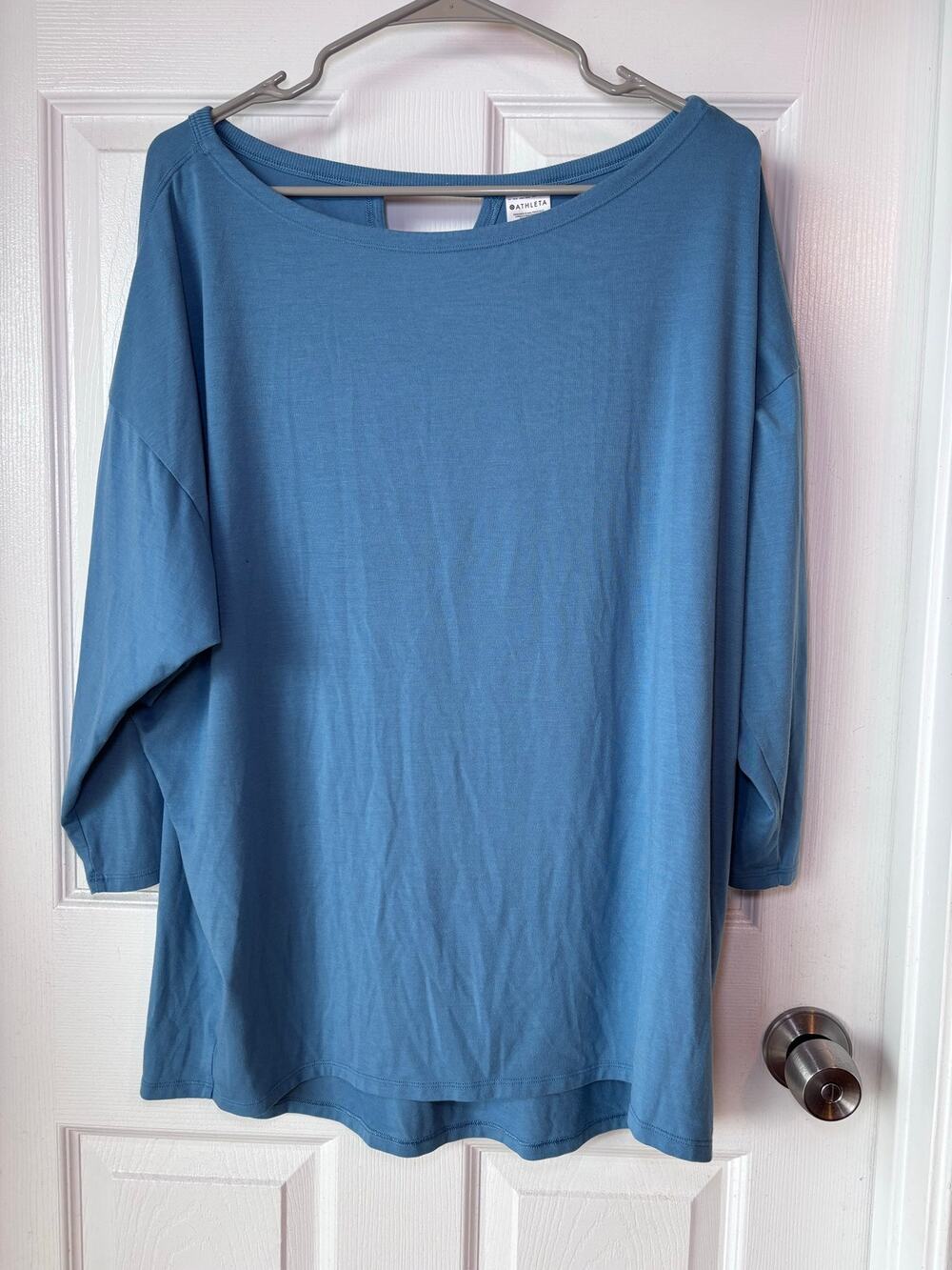 Athleta Ease In Top Blue Oversized Dolman 3/4 Sleeve Shirt Women’s XL